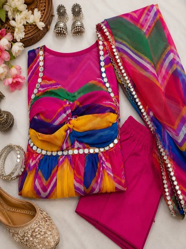 Multicolored Anarkali Suit Set