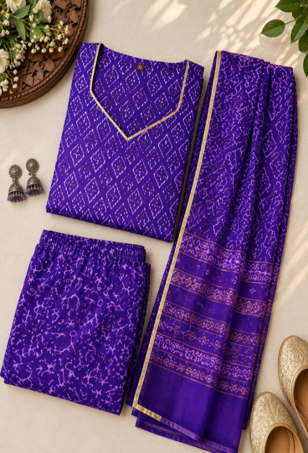 Purple Kurta Set with Dupatta