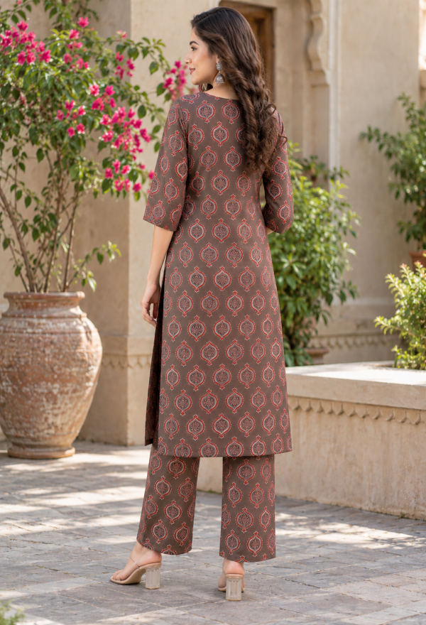 Elegant Ajrakh Printed Kurta Pant Set