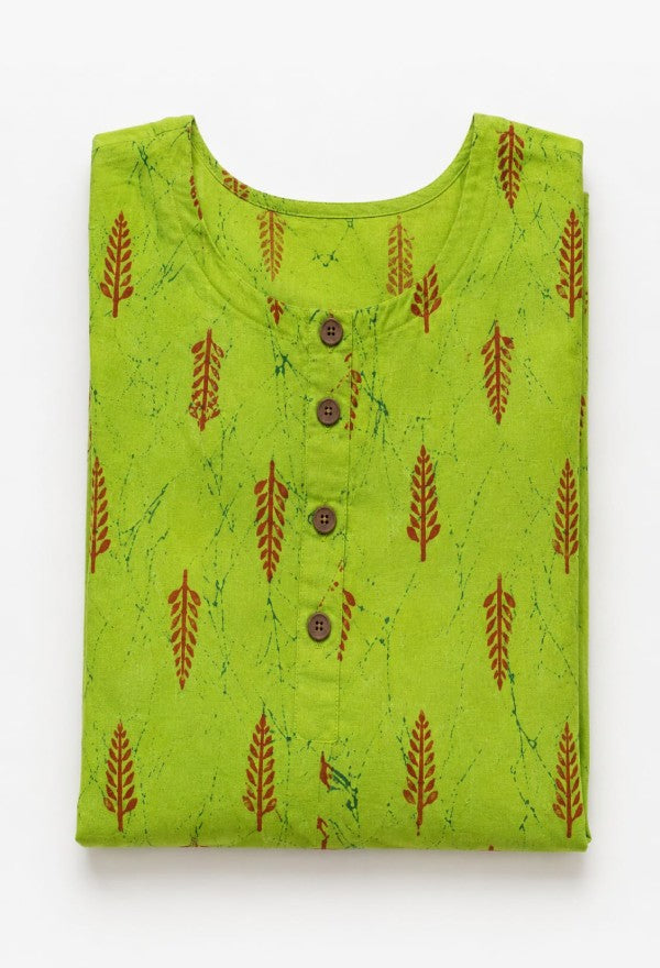 Leaf-Print Cotton Kurta