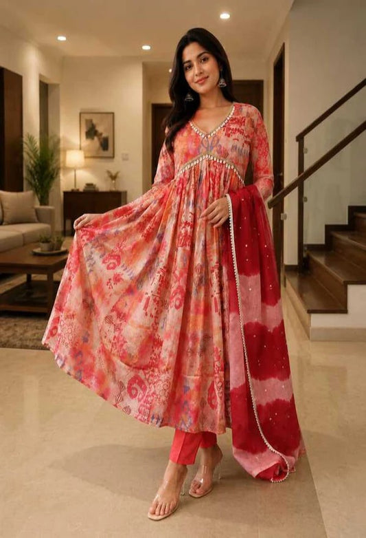 Rustic Sunset Anarkali set