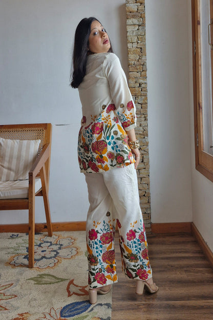 Off-white Floral Printed Co ord