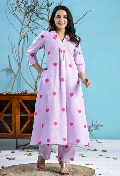 Lavender Heart Print Co-Ord Set