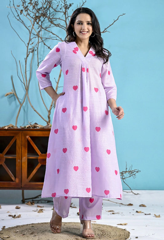 Lavender Heart Print Co-Ord Set