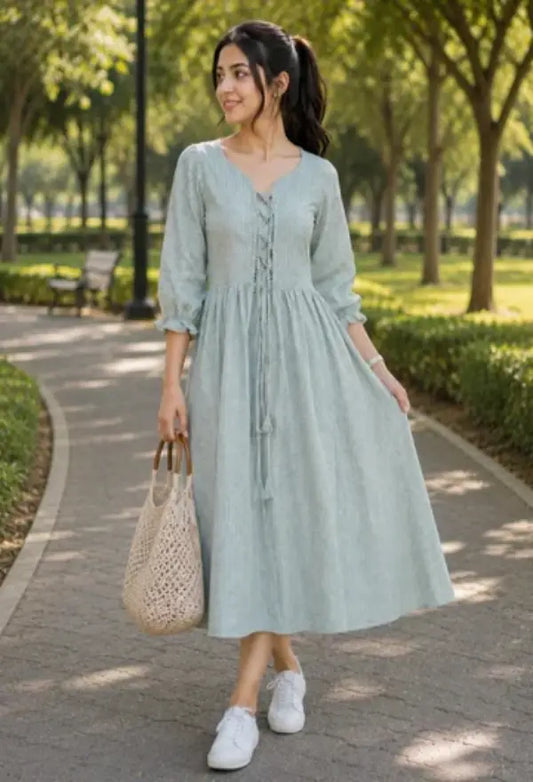 Lace-Up Midi Dress