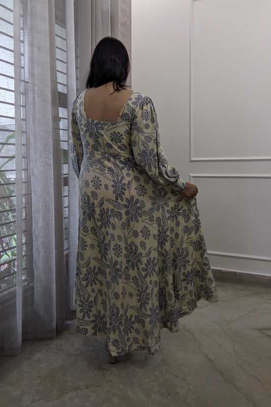 White Floral Printed One Piece Dress