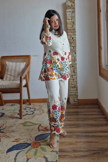 Off-white Floral Printed Co ord