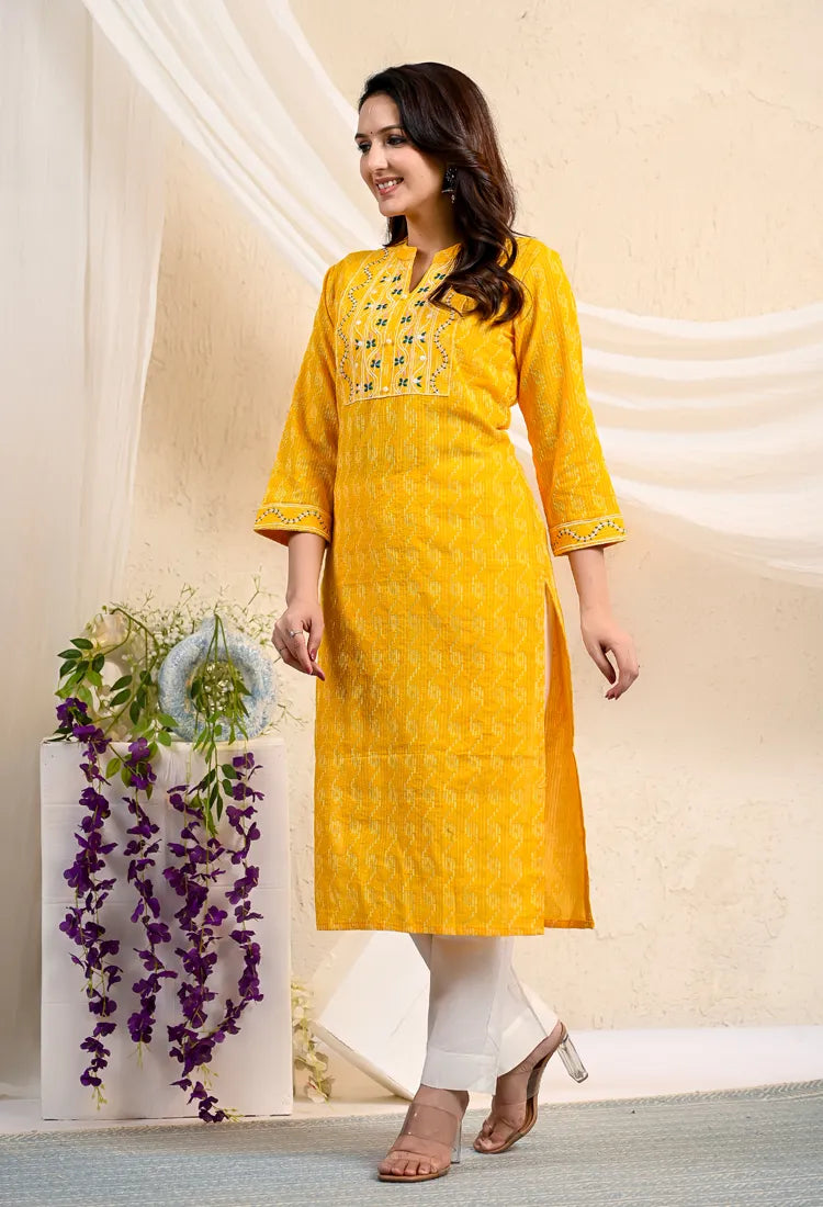 Yellow Straight Kurta