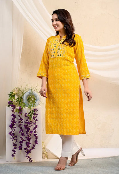Yellow Straight Kurta