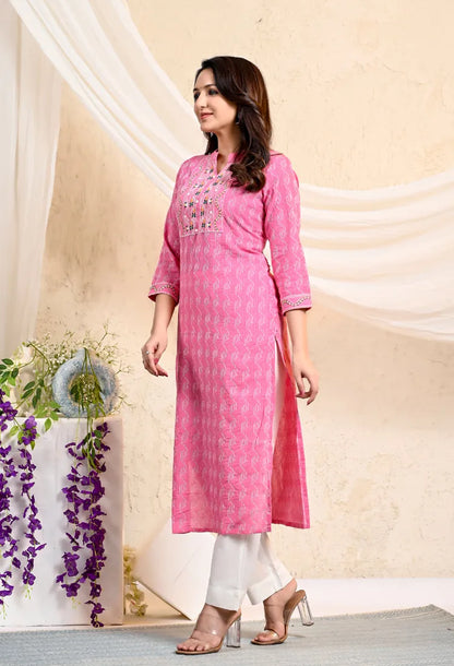 Pink Straight Kurta