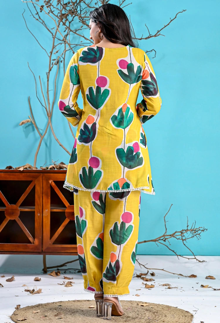 Yellow Green Floral Co-Ord Set