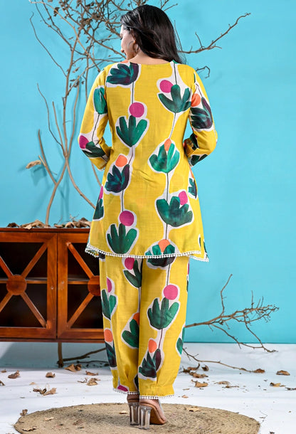 Yellow Green Floral Co-Ord Set