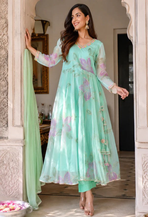 A green Organza Ensemble