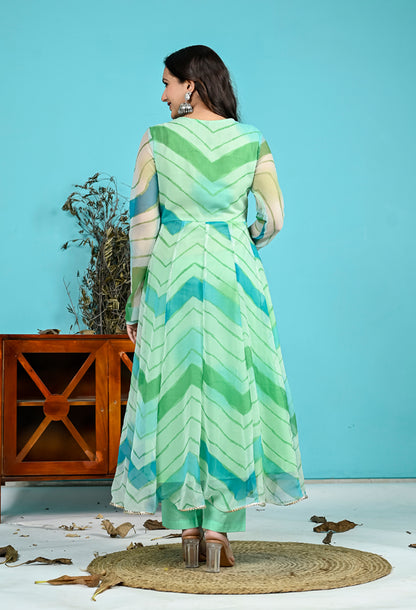 Sea Green Leheriya Suit Set