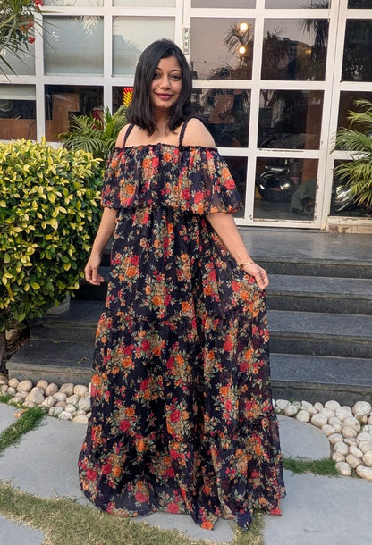 Western Floral Long Dress