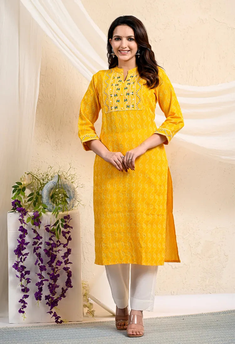 Yellow Straight Kurta