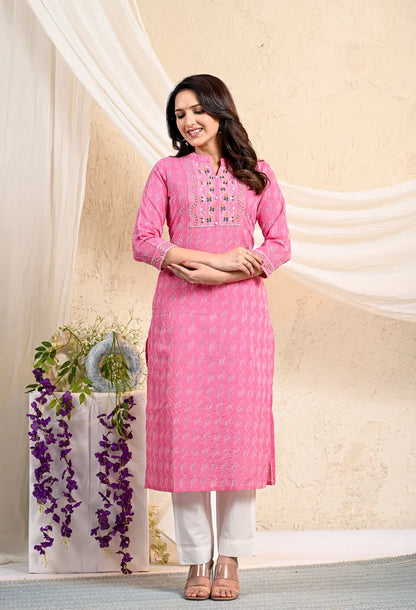 Pink Straight Kurta