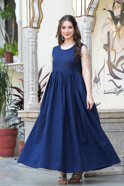 Blue One Piece Dress with jacket,