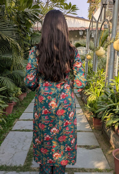 Floral Printed Kurta Pant Set With Dupatta