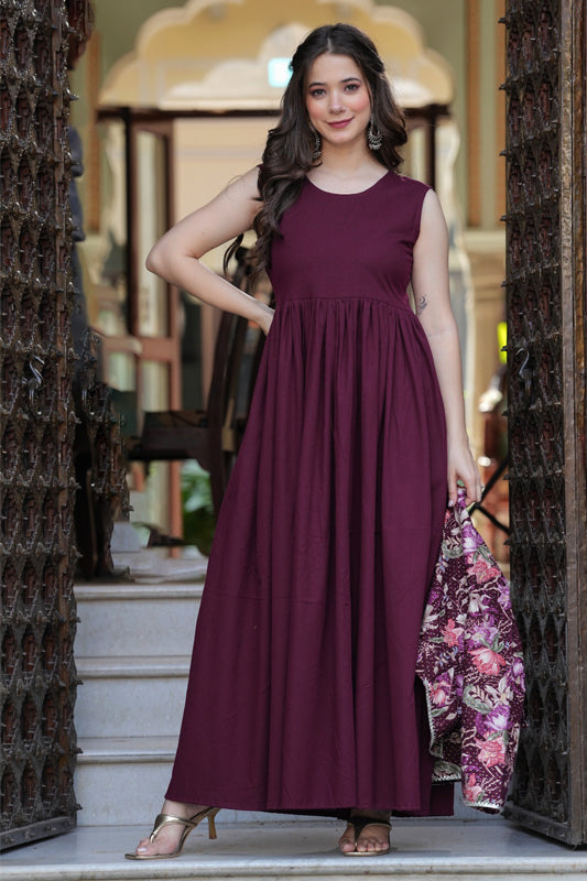 Wine One piece dress with jacket