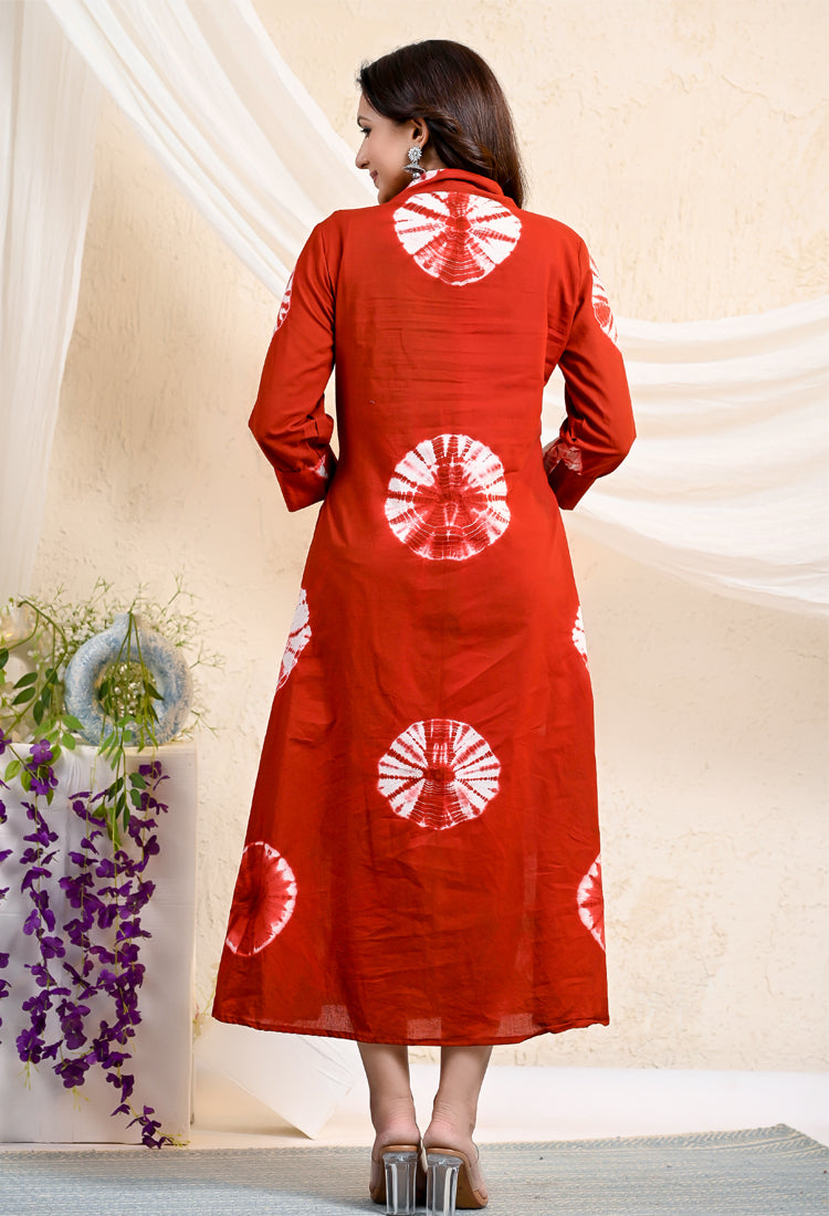 Maroon Rust tie-dye Dress