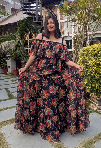 Western Floral Long Dress