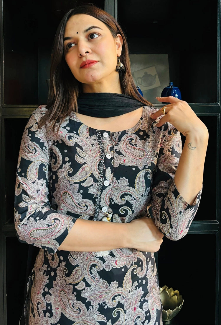 Black Muslin Suit Set