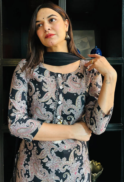 Black Muslin Suit Set