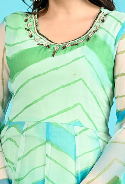 Sea Green Leheriya Suit Set