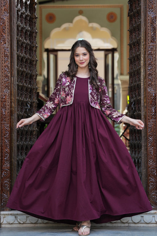 Wine One piece dress with jacket