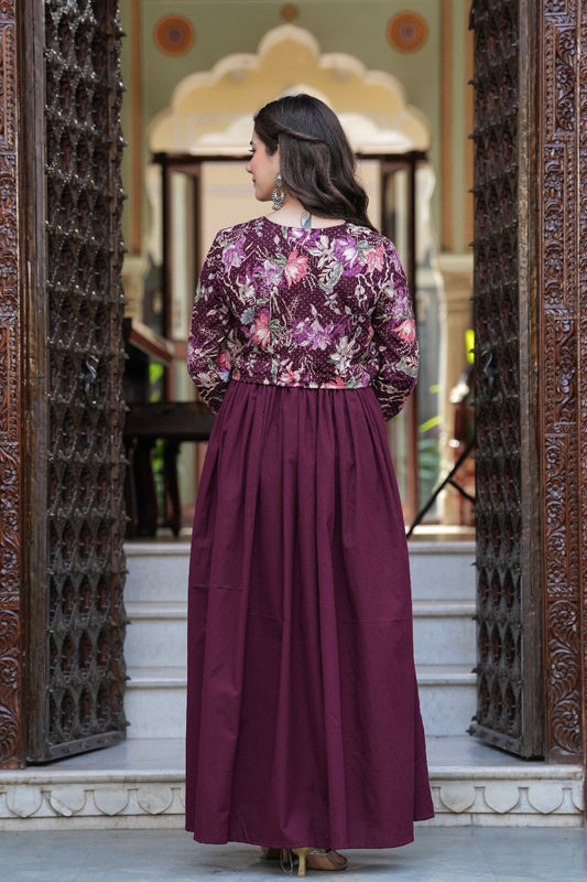 Wine One piece dress with jacket