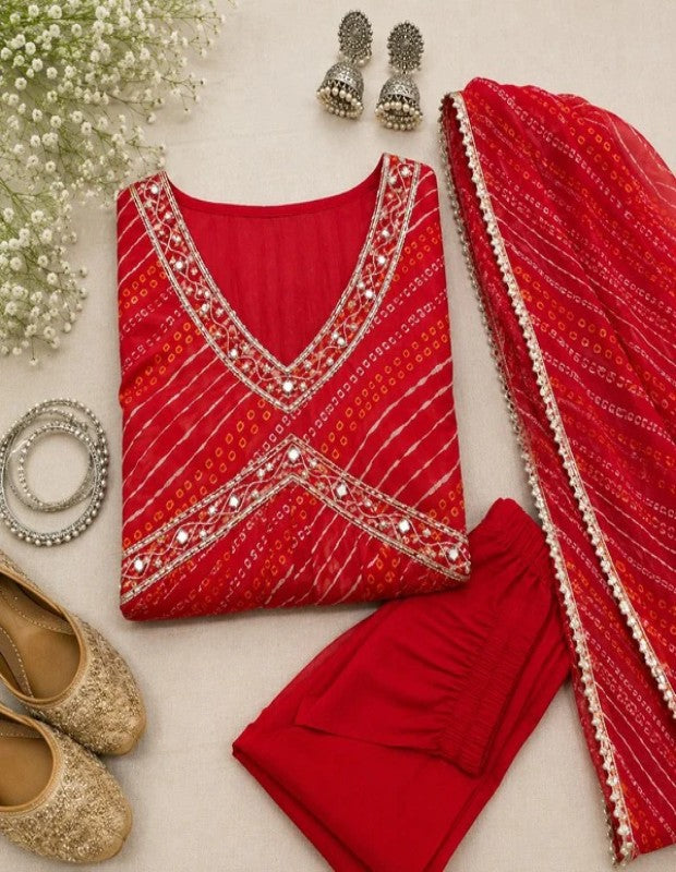 Elegant Red Anarkali Suit Set