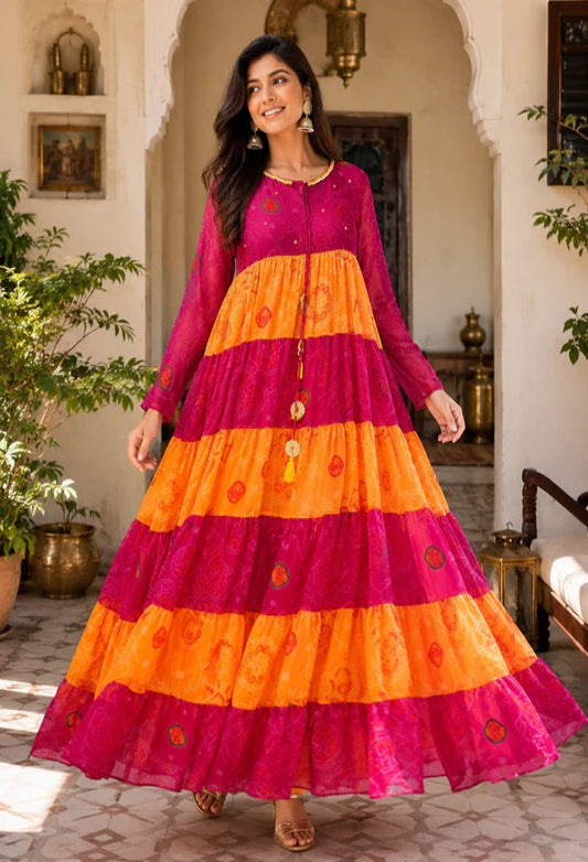 A Tiered Anarkali Gown