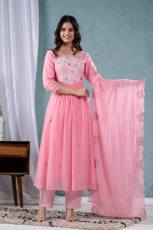 Embroidered Kurta Pant Set with Dupatta