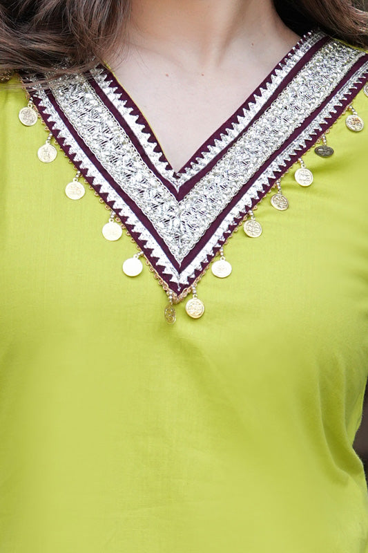 Lime Green Kurta Pant Set