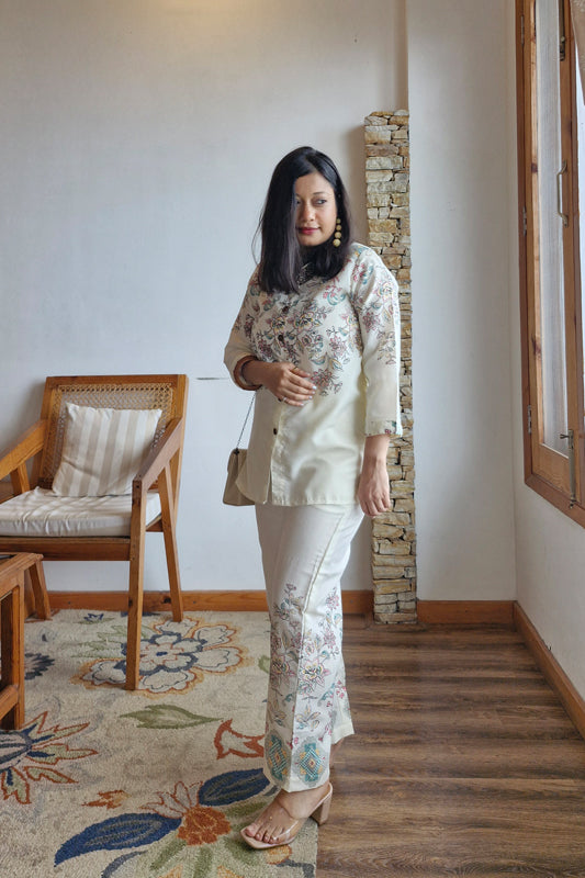 Off-white Floral Printed Co ord