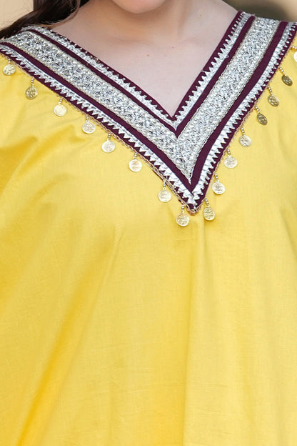 Yellow Kaftan Kurta Set