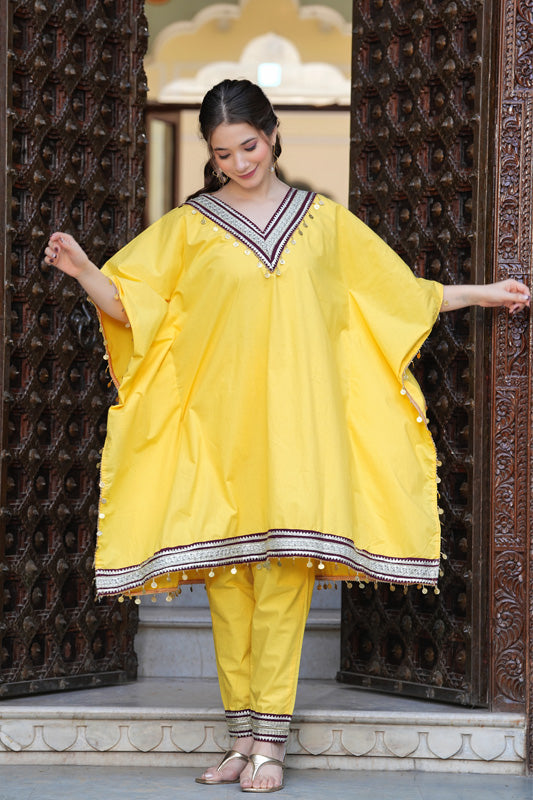 Yellow Kaftan Kurta Set