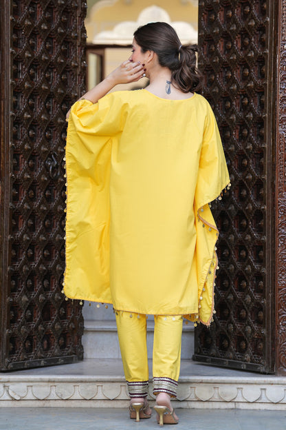 Yellow Kaftan Kurta Set
