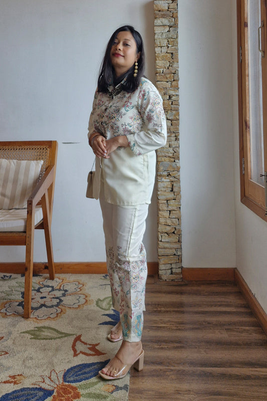Off-white Floral Printed Co ord