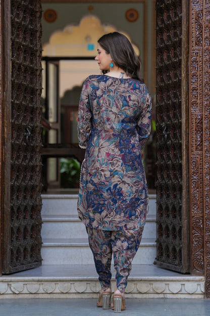 Multi Floral Muslin Dhoti Kurta Set