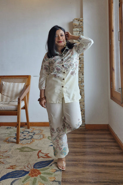 Off-white Floral Printed Co ord