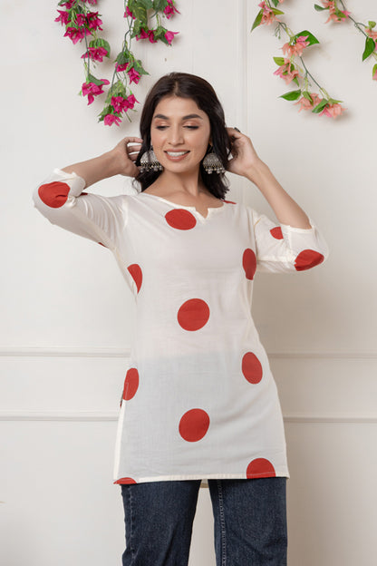 White Polka Dot Top