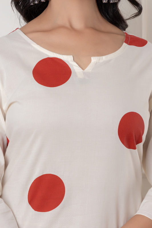 White Polka Dot Top