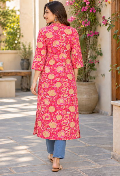 Cotton Floral Printed Kurta