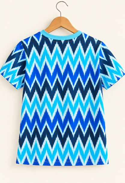 Blue Zigzag Printed Kids T-Shirt