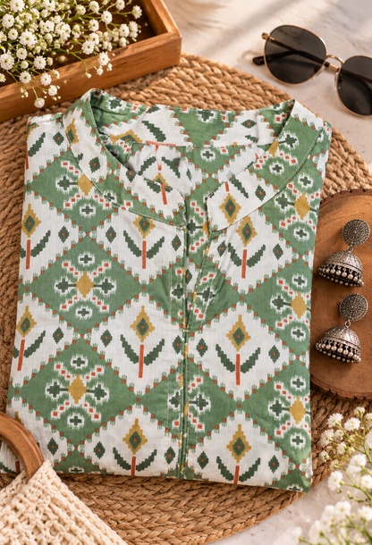 Sage Green Printed Kurta