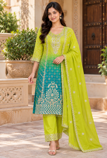 Pure Chinon Embroidered Suit Set