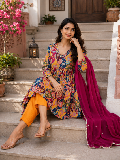 A Festive Mustard Suit Set