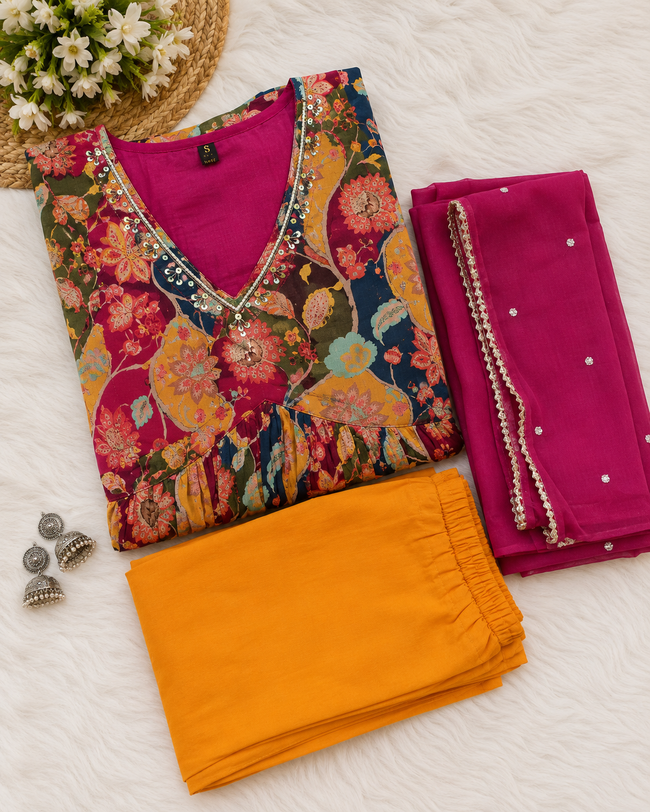 A Festive Mustard Suit Set